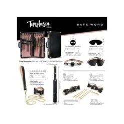 Blush Temptasia Safe Word Vegan Leather 10 Piece Bow Tie Detail Bondage Kit With Locking Suitcase -Sex Specialty Store blush temptasia safe word 4 spectrum boutique