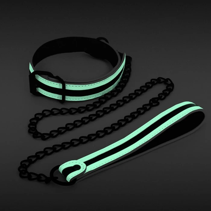 NS Novelties GLO Bondage Glow-In-The-Dark Collar & Leash Set - Image 2