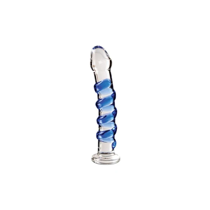 Pipedream Icicles No. 5 Blue Swirl Glass Dildo