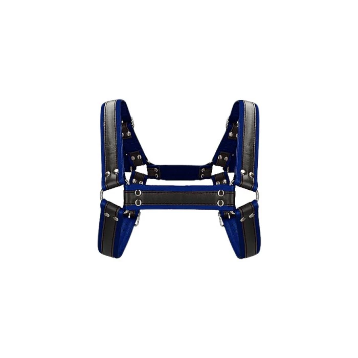 Shots Ouch Bulldog Chest Harness Blue And Black