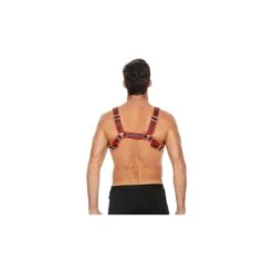 Shots Ouch Bulldog Chest Harness Red And Black