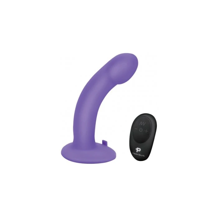Pegasus 6" Rechargeable Remote Curved Dildo With Harness - Image 2