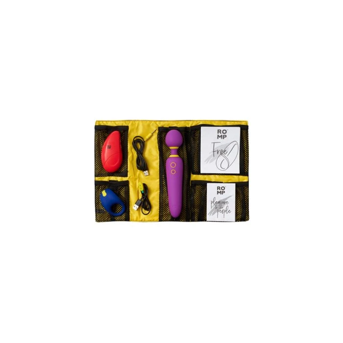 ROMP Pleasure Kit With Three Silicone Rechargeable Vibrators And Carry Bag