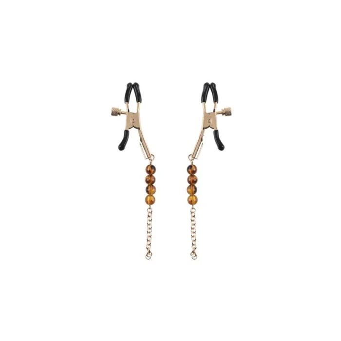 Sincerely, Sportsheets Amber Adjustable Tortoiseshell Beaded Nipple Clamps